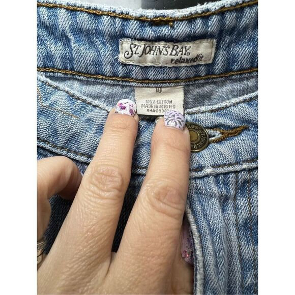 St Johns Bay Jeans Womens 10 Blue Denim Straight Leg Relaxed Faded Medium Wash - Picture 3 of 10
